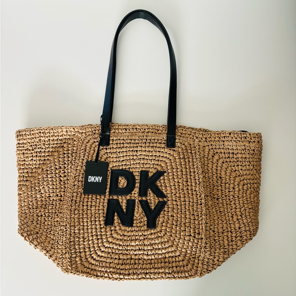 DKNY Tan Paloma Woven Tote